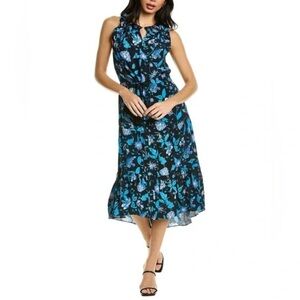 Figue Gabriella Ruffle Tiered Midi Dress in Paradise Batik Blue